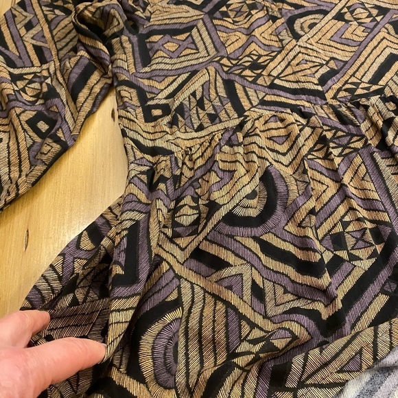 World Market Women’s Patterned Boho Top Flowing S/M Brown Black Pullover - Picture 7 of 11